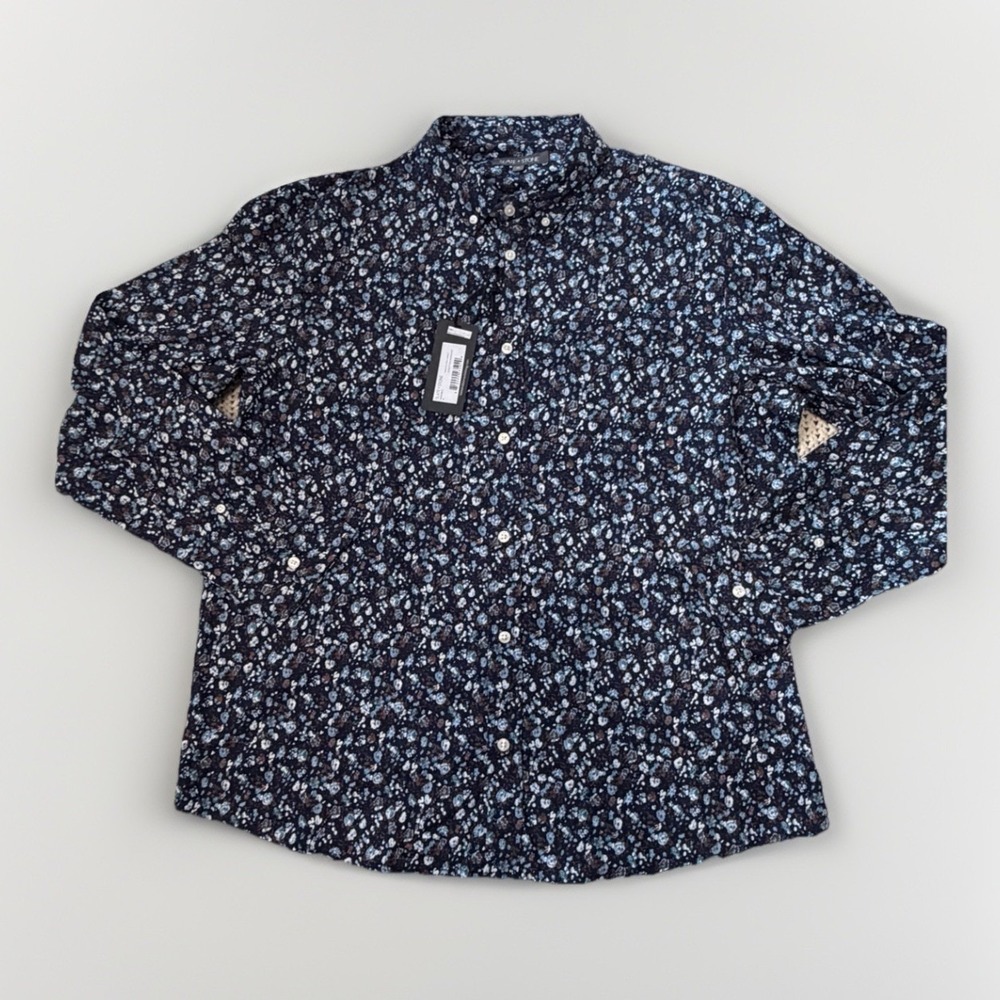 Slate and Stone New Mens Blue Floral Long Sleeve Button Down Size XL Dress Shirt